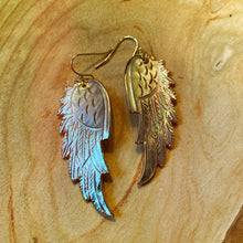 Load image into Gallery viewer, Angel Wings • Silver Mother of Pearl Earrings • Hand Carved
