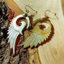 Load image into Gallery viewer, Wings • Yellow Mother of Pearl Earrings • Hand Carved
