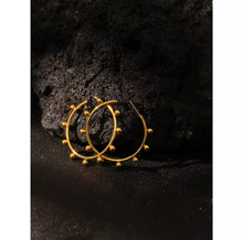 Load image into Gallery viewer, Gold Fortune Wheel Loop Earrings
