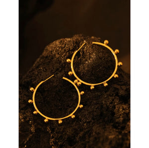 Gold Fortune Wheel Loop Earrings