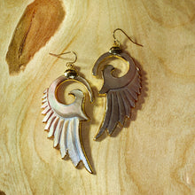 Load image into Gallery viewer, Wings • Silver Mother of Pearl Earrings • Hand Carved
