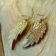 Load image into Gallery viewer, Angel Wings • Yellow Mother of Pearl Earrings • Hand Carved
