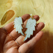 Load image into Gallery viewer, Angel Wings • White Mother of Pearl Earrings • Hand Carved

